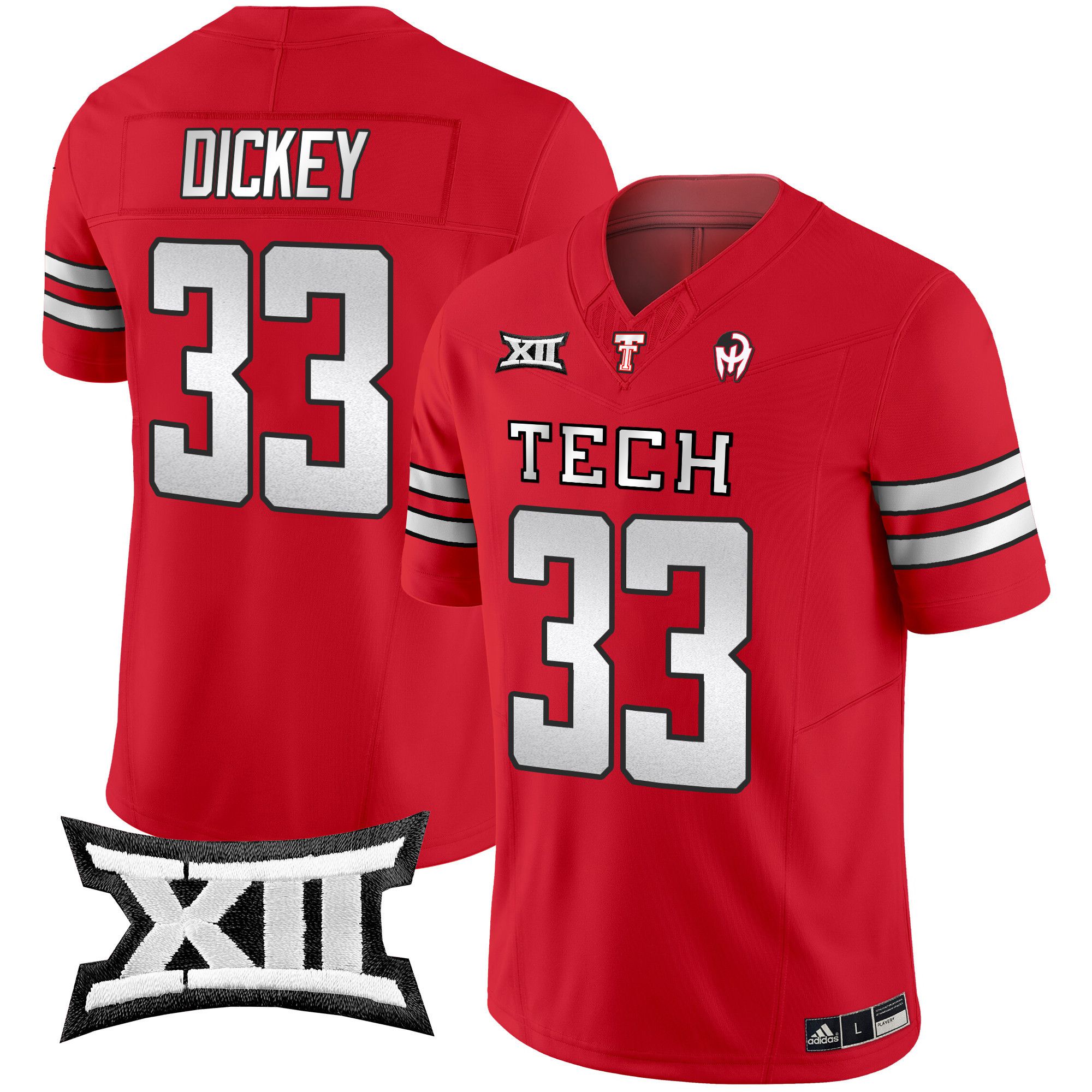 Men Texas Tech Red Raiders #33 Dickey Red 2024 Patrick Mahomes Symbol Vapor Limited NCAA Jersey style 1